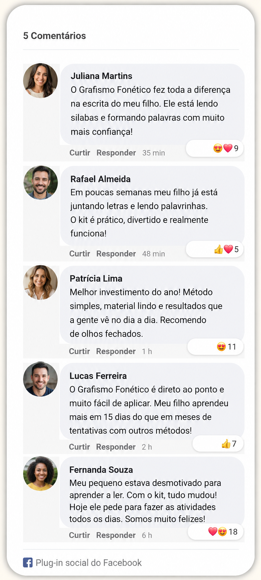 Comentários de mães e pais que já usam o kit
