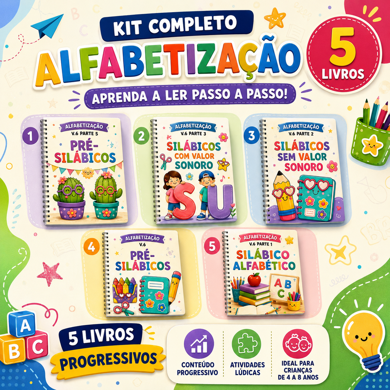 Kit de alfabetização em sequência