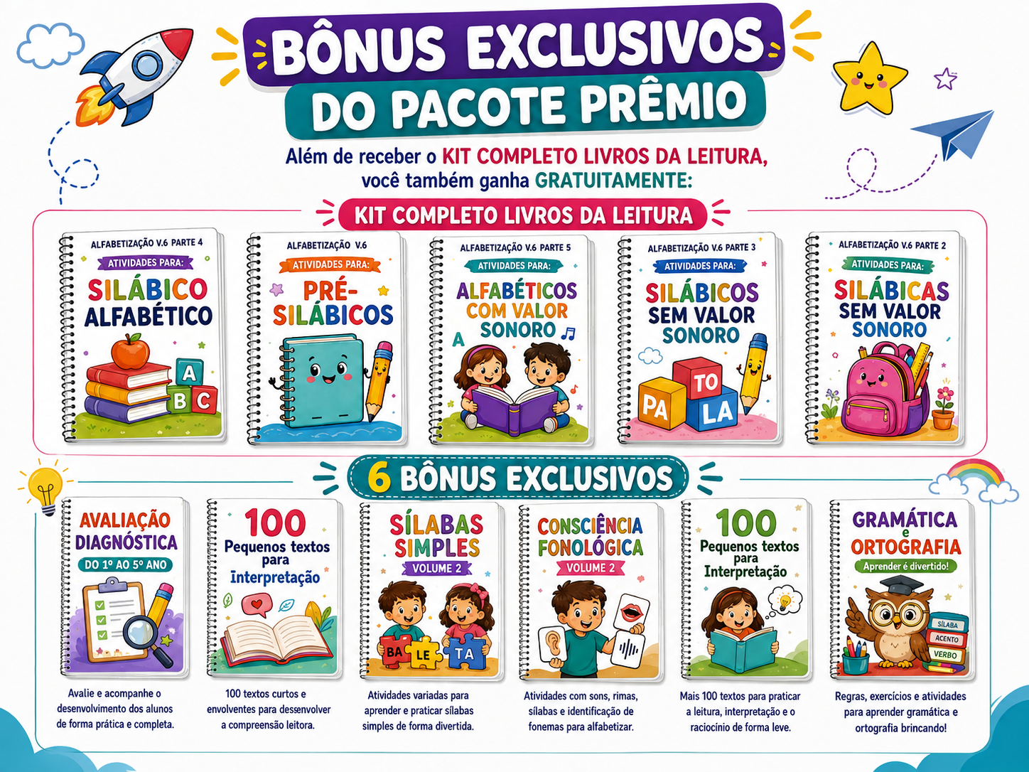 Kit completo com os 6 materiais complementares